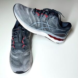 Asics Men’s Gel- Nimbus 23 Gray and Red athletic Running Shoes Size- 11.5